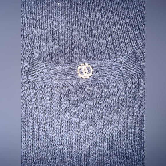 CHANEL Navy Ribbed Knit Dress - Picture 3 of 8